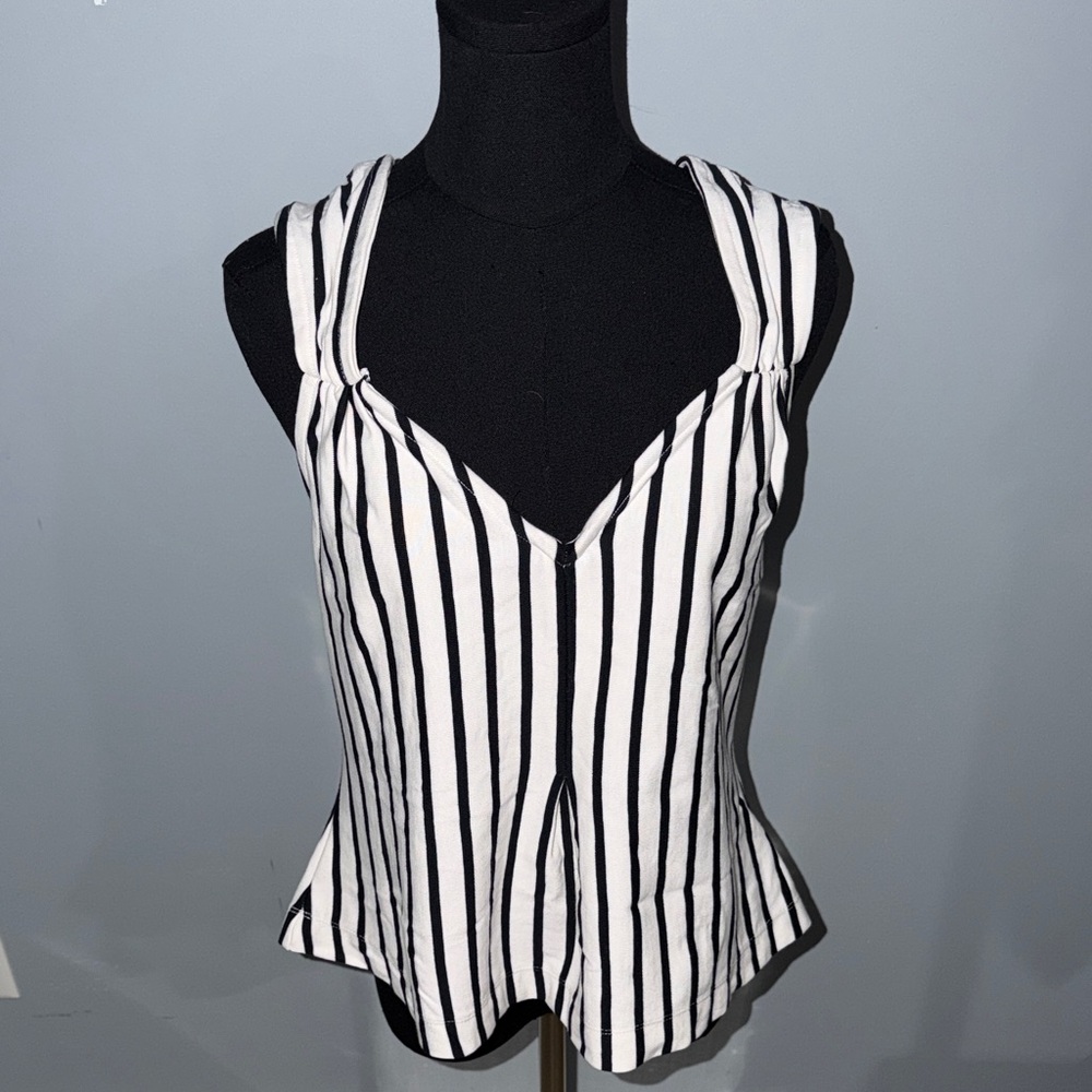 Maeve Black and White Striped Blouse - Picture 1 of 5